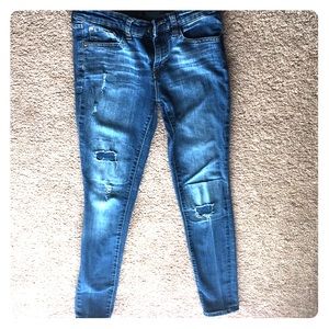 High waisted Gap distressed skinny jeans